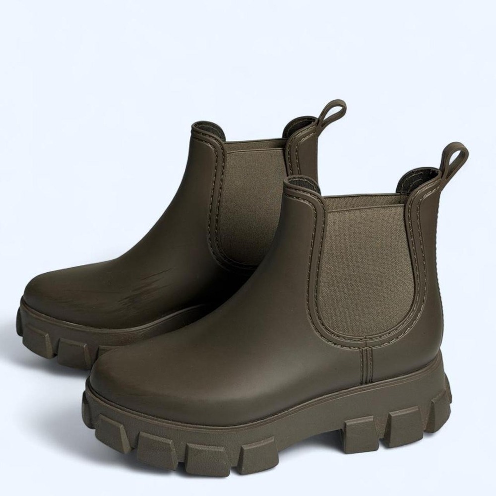 90s Grunge Jeffrey Campbell Chelsea Lug Sole Boots Green Brown Size 9